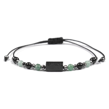 Bransoletka celebrytka czarny TURMALIN SZMARAGD HEMATYT ochrona i optymizm